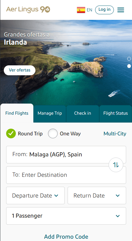 Holidays with Aer Lingus — mobile